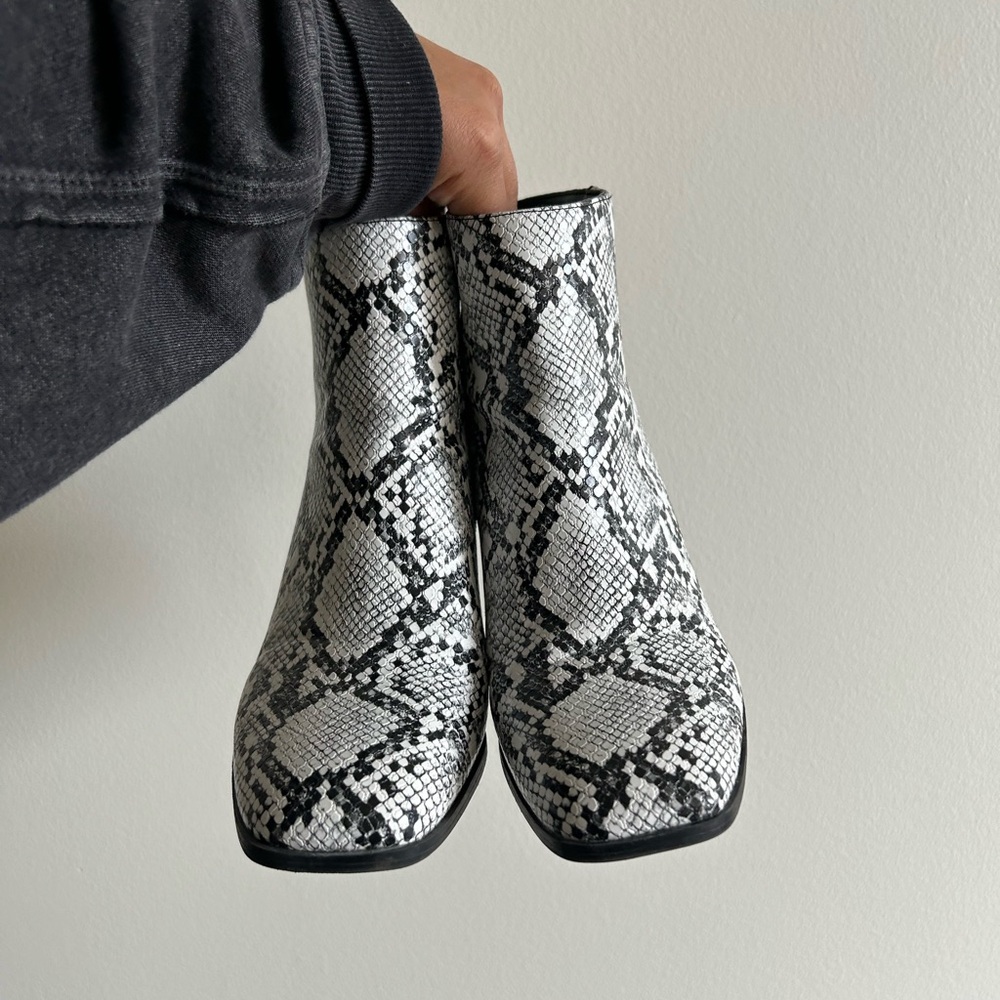 Mix No 6 Black and White Square Toed Booties